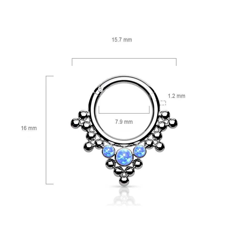 Titanium Ring Ball Opal Silver Clicker